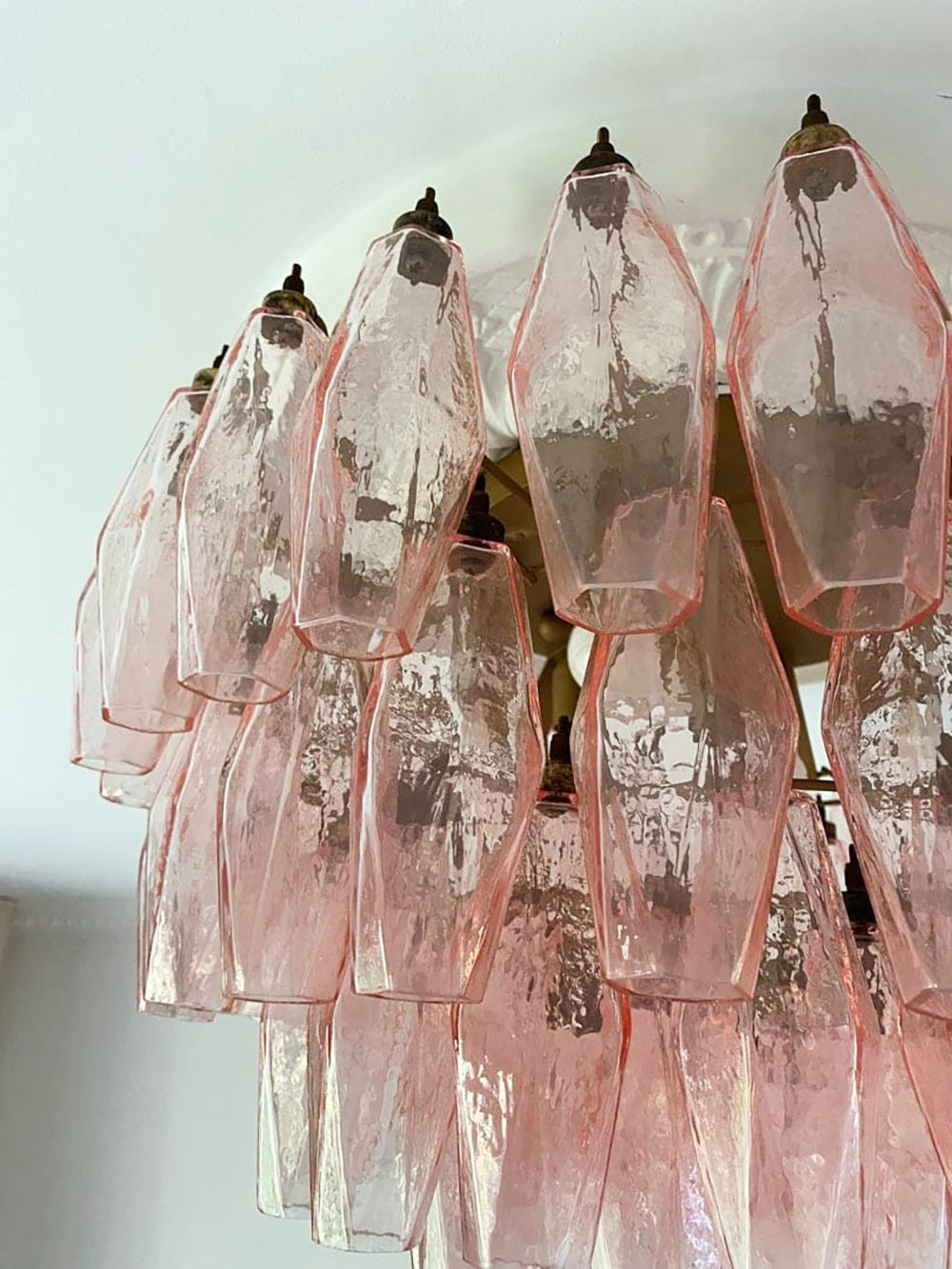 Murano Rhombus Pink Art Glass Ceiling Lamp