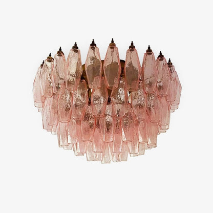 Murano Rhombus Pink Art Glass Ceiling Lamp