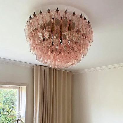 Murano Rhombus Pink Art Glass Ceiling Lamp