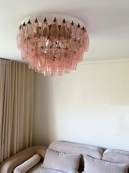 Murano Rhombus Pink Art Glass Ceiling Lamp