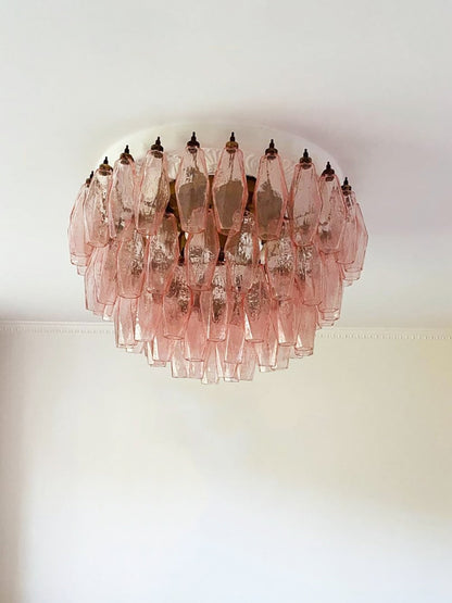 Murano Rhombus Pink Art Glass Ceiling Lamp