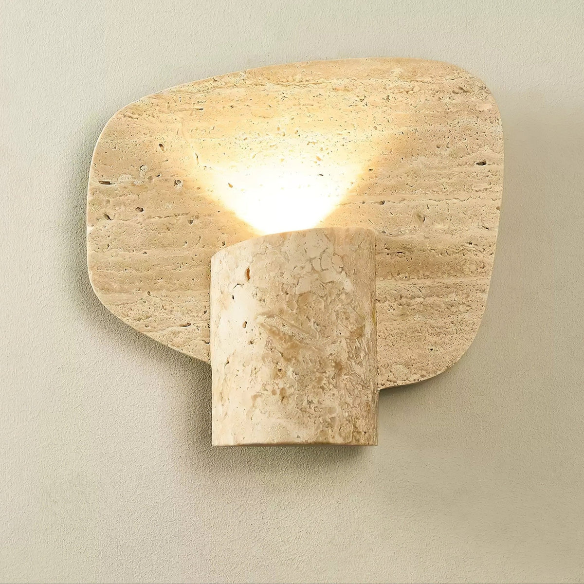 Organic Travertine Cylinder Wall Light