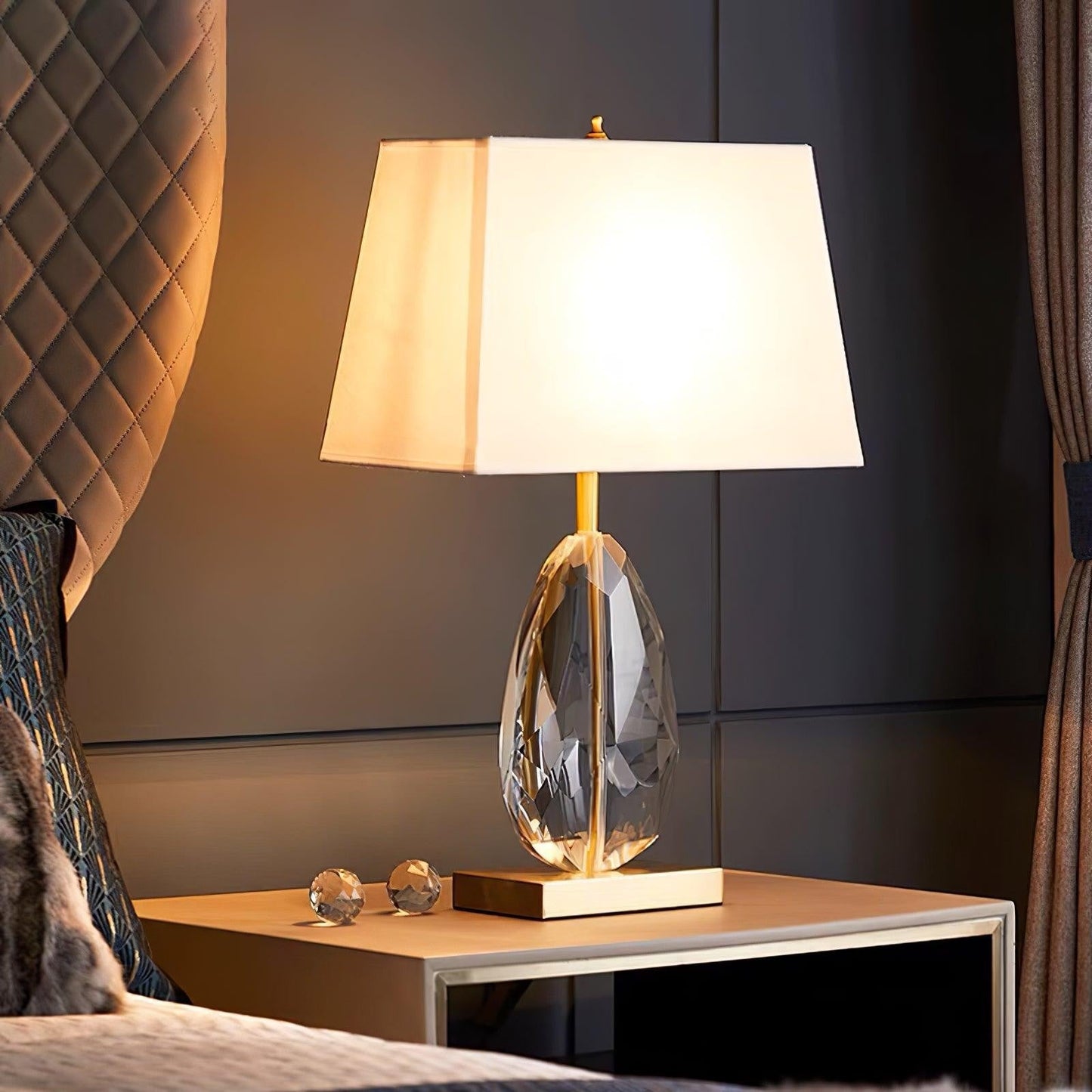 Regal Crystal Column Table Lamp