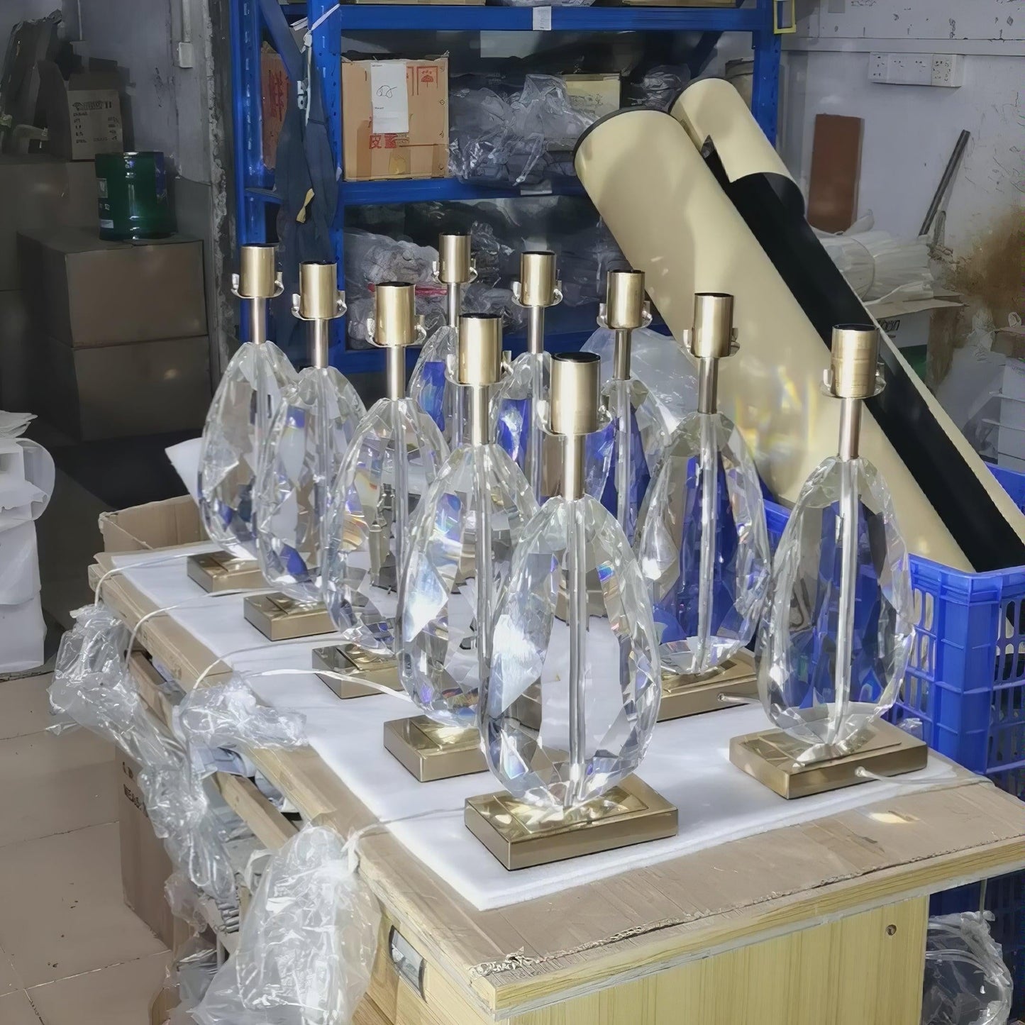 Regal Crystal Column Table Lamp