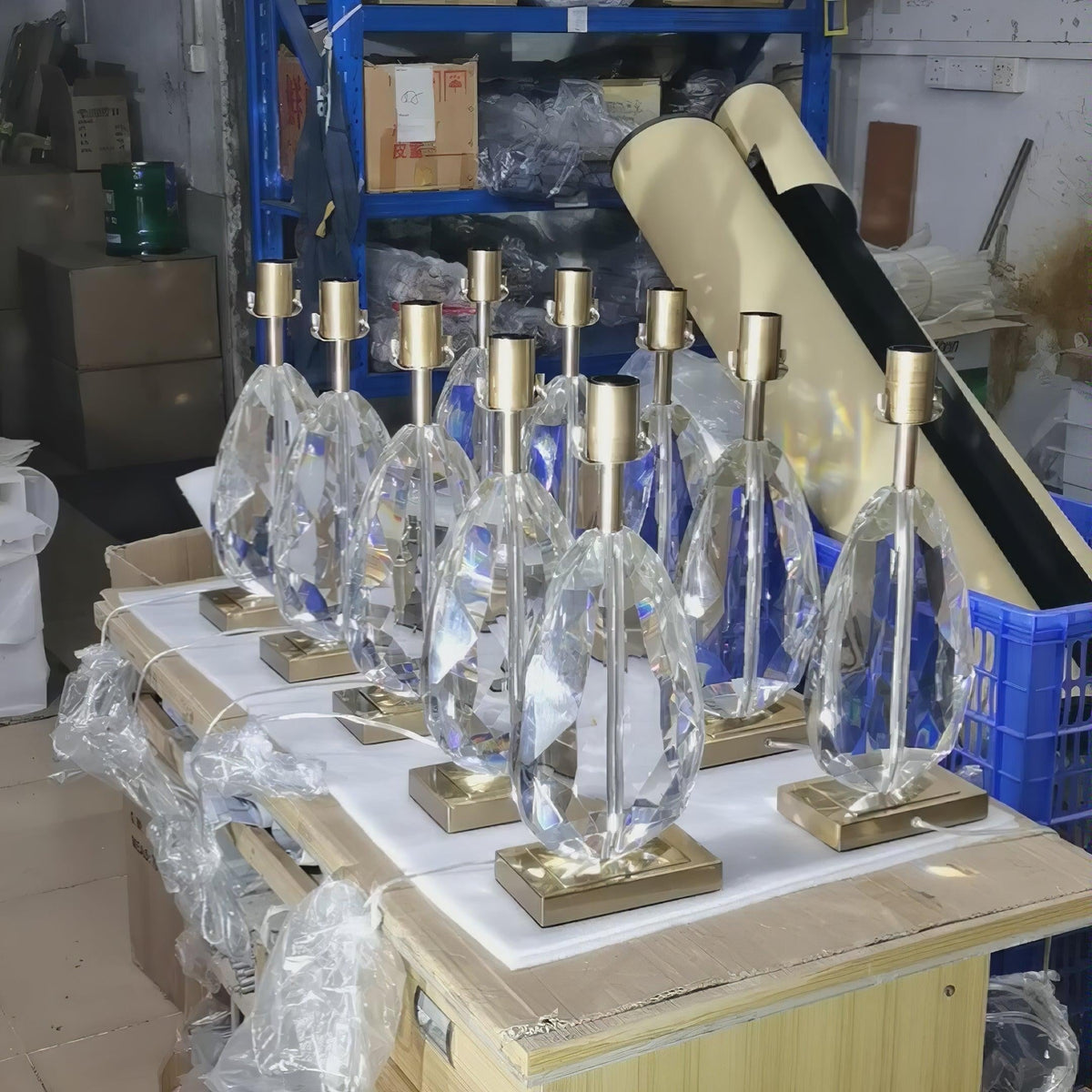 Regal Crystal Column Table Lamp