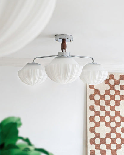 Ribbed Walnut Modern Ceiling Lamp