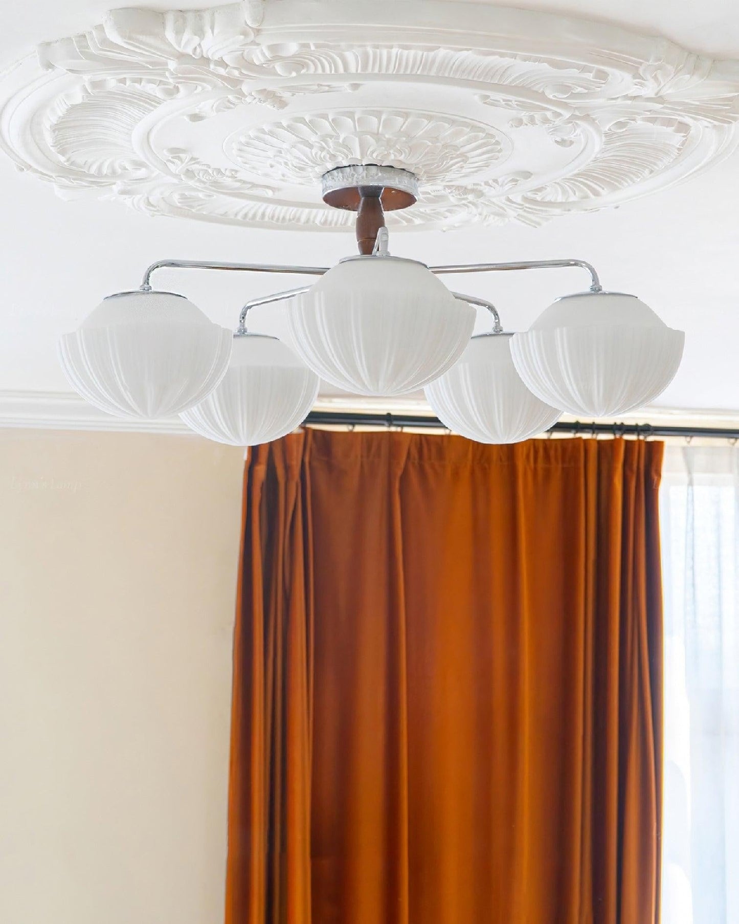 Ribbed Walnut Modern Ceiling Lamp