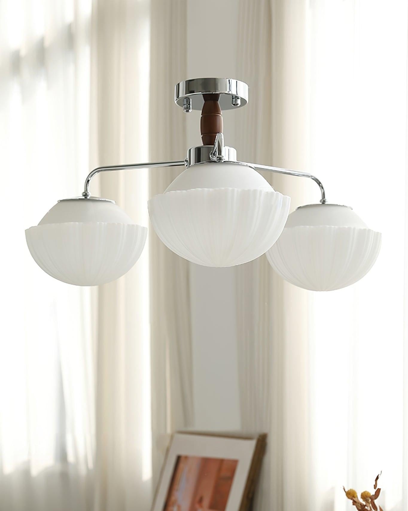 Ribbed Walnut Modern Ceiling Lamp
