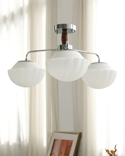 Ribbed Walnut Modern Ceiling Lamp