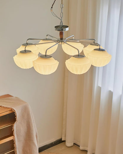 Ribbed Walnut Modern Ceiling Lamp