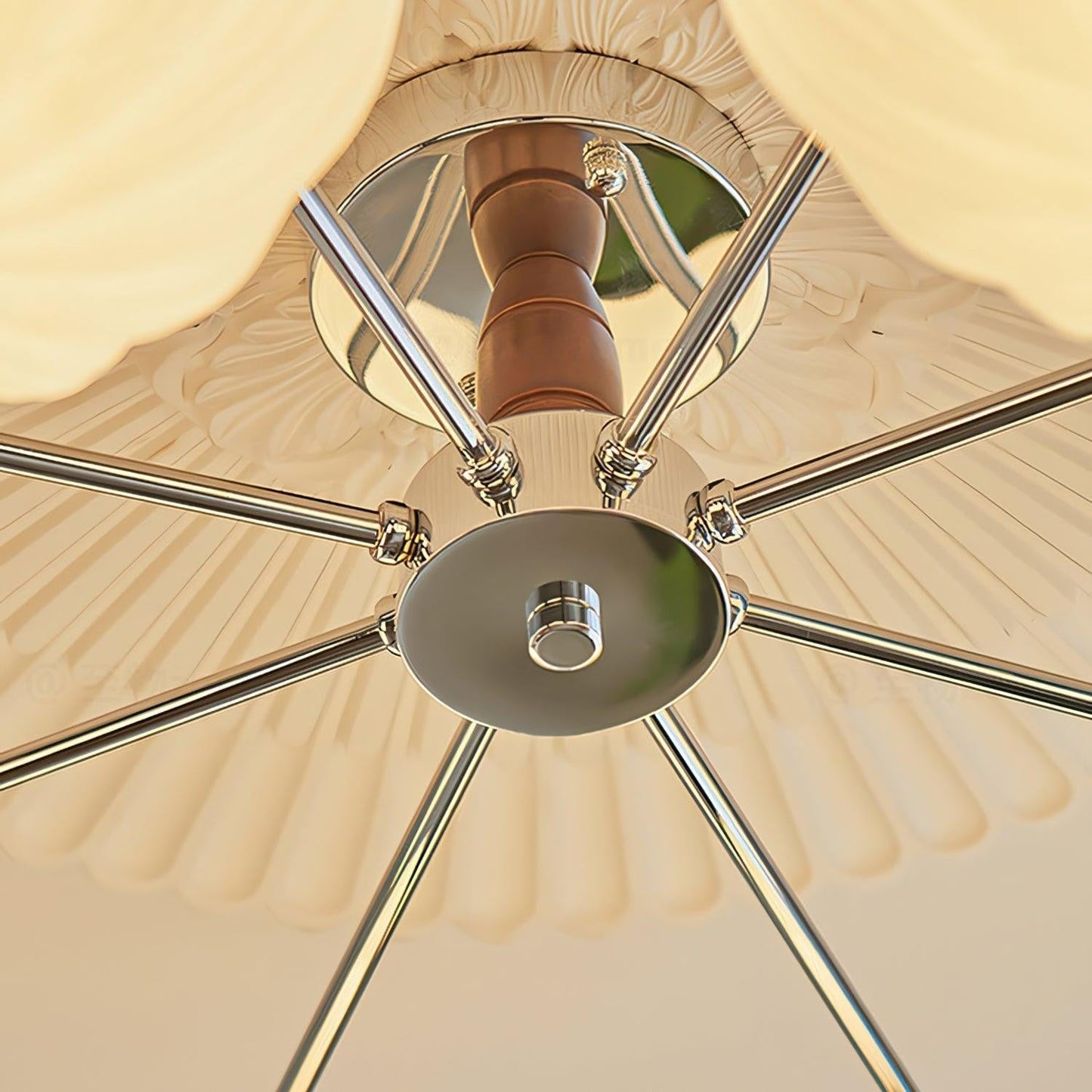 Ribbed Walnut Modern Ceiling Lamp