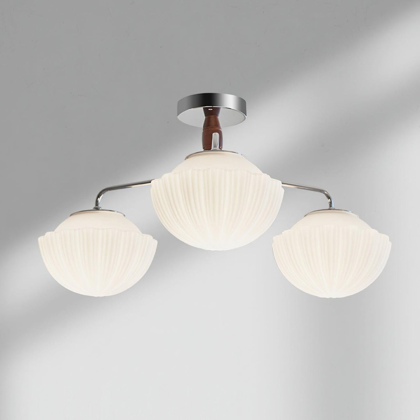 Ribbed Walnut Modern Ceiling Lamp