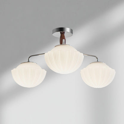 Ribbed Walnut Modern Ceiling Lamp