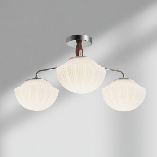 Ribbed Walnut Modern Ceiling Lamp