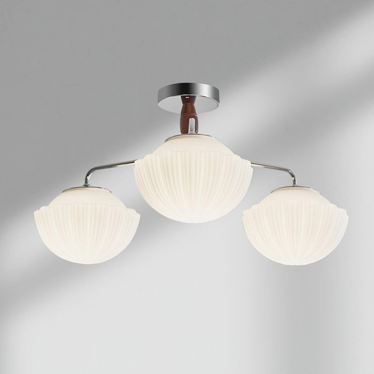 Ribbed Walnut Modern Ceiling Lamp