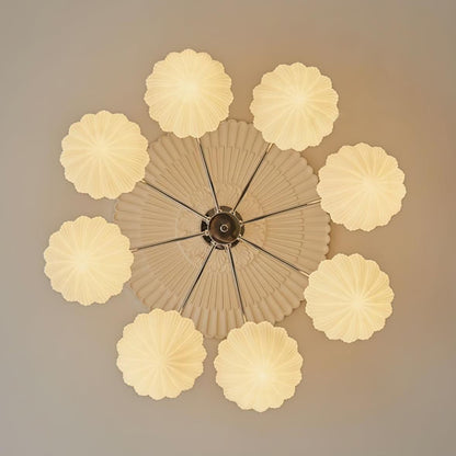 Ribbed Walnut Modern Ceiling Lamp