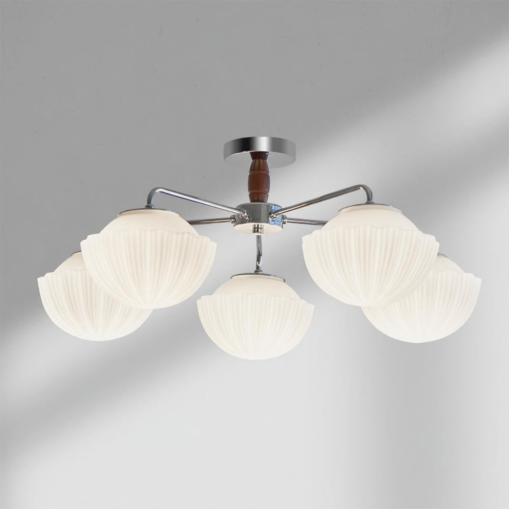 Ribbed Walnut Modern Ceiling Lamp