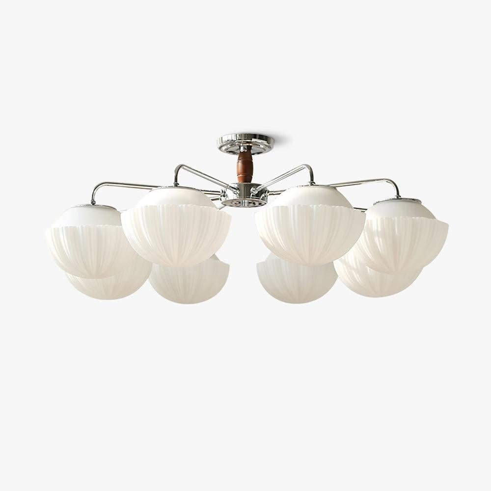 Ribbed Walnut Modern Ceiling Lamp