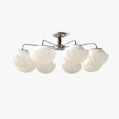 Ribbed Walnut Modern Ceiling Lamp