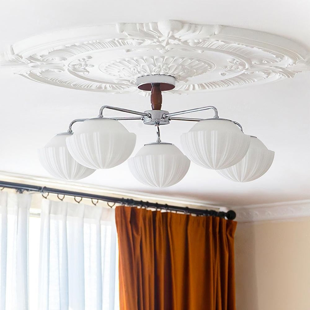 Ribbed Walnut Modern Ceiling Lamp