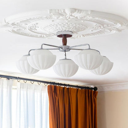 Ribbed Walnut Modern Ceiling Lamp