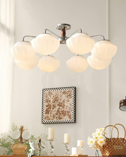 Ribbed Walnut Modern Ceiling Lamp