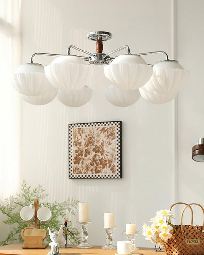 Ribbed Walnut Modern Ceiling Lamp