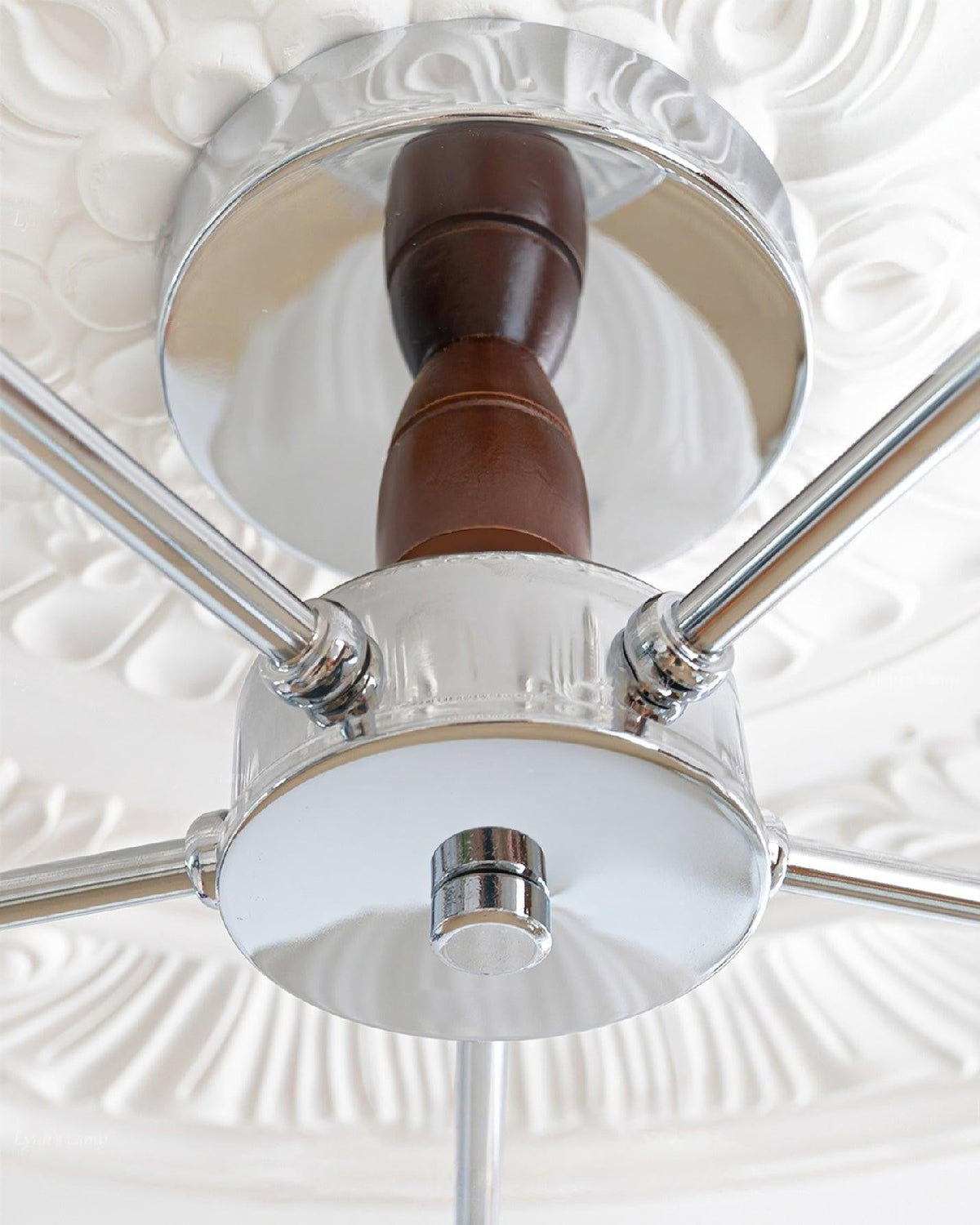 Ribbed Walnut Modern Ceiling Lamp