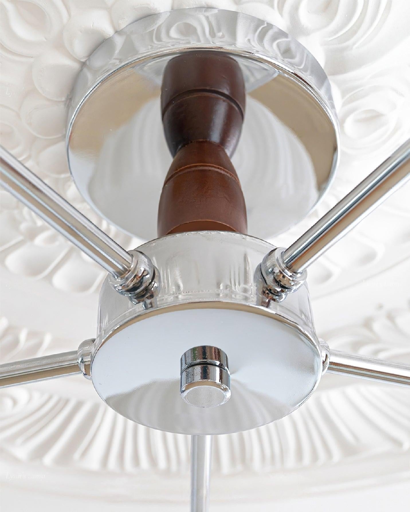 Ribbed Walnut Modern Ceiling Lamp