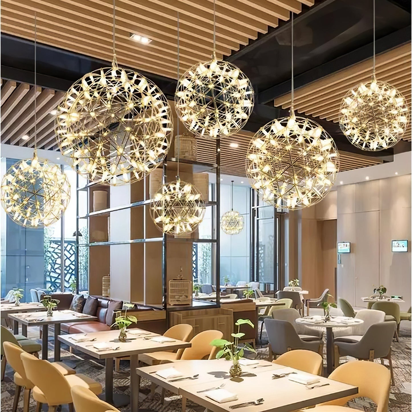 Silver Spark Sphere LED Pendant Light