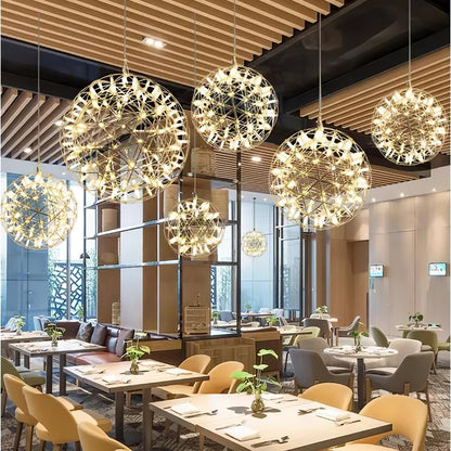 Silver Spark Sphere LED Pendant Light