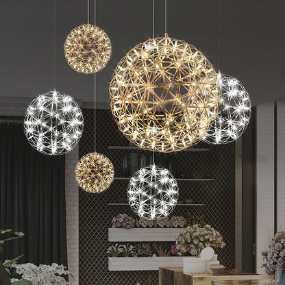 Silver Spark Sphere LED Pendant Light