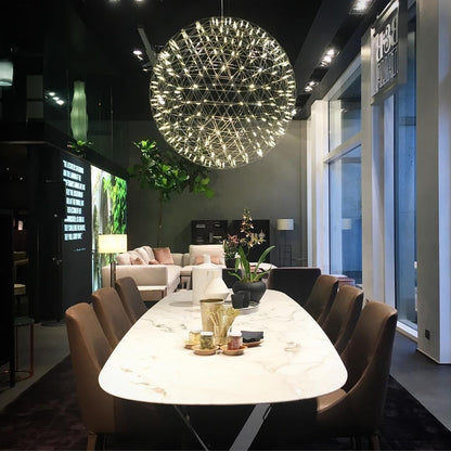 Silver Spark Sphere LED Pendant Light