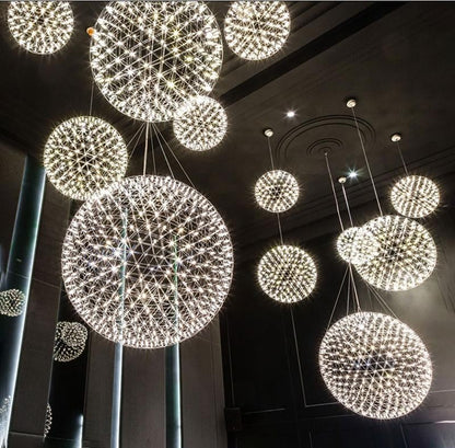 Silver Spark Sphere LED Pendant Light