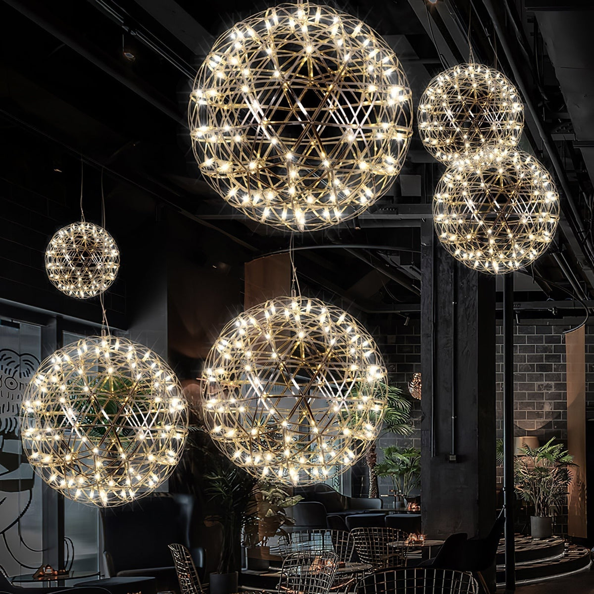 Silver Spark Sphere LED Pendant Light