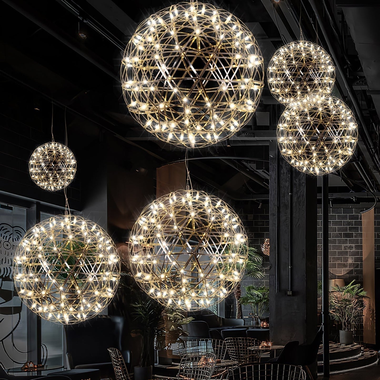 Silver Spark Sphere LED Pendant Light