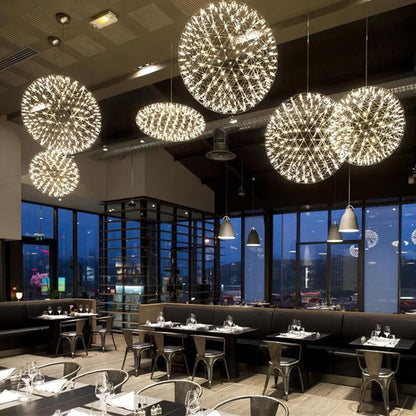 Silver Spark Sphere LED Pendant Light