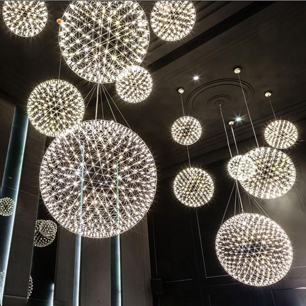 Silver Spark Sphere LED Pendant Light