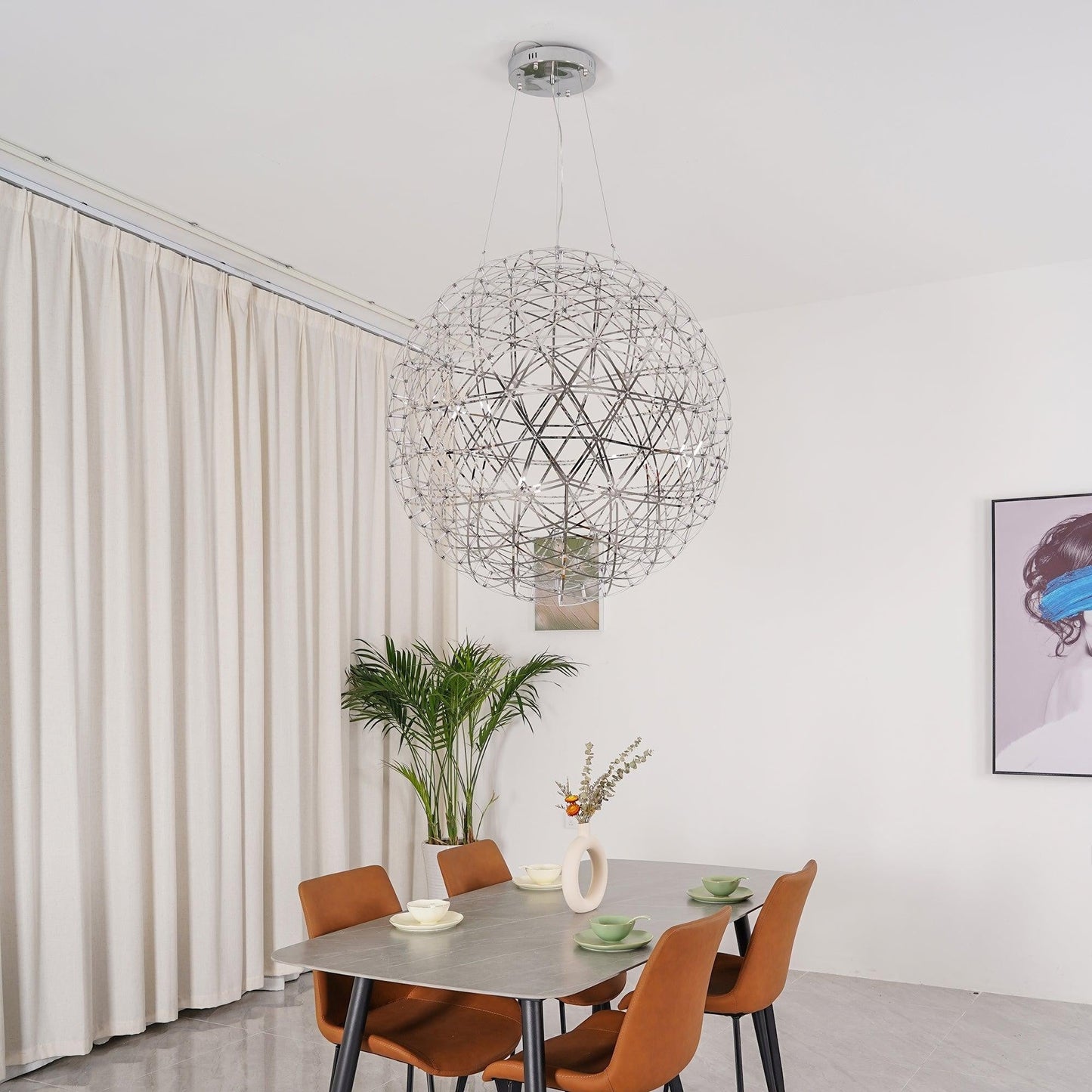 Silver Spark Sphere LED Pendant Light