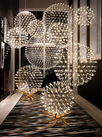 Silver Spark Sphere LED Pendant Light