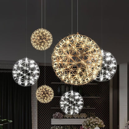 Silver Spark Sphere LED Pendant Light