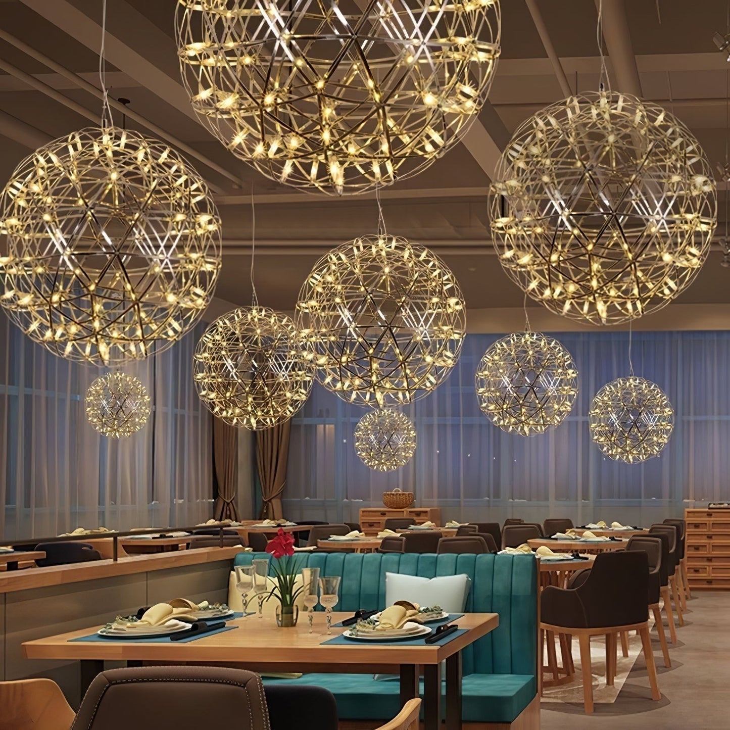 Silver Spark Sphere LED Pendant Light
