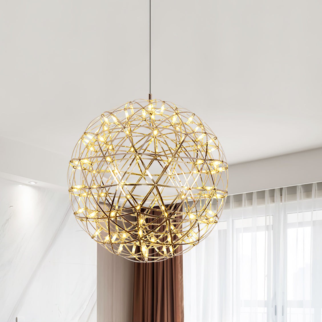 Silver Spark Sphere LED Pendant Light