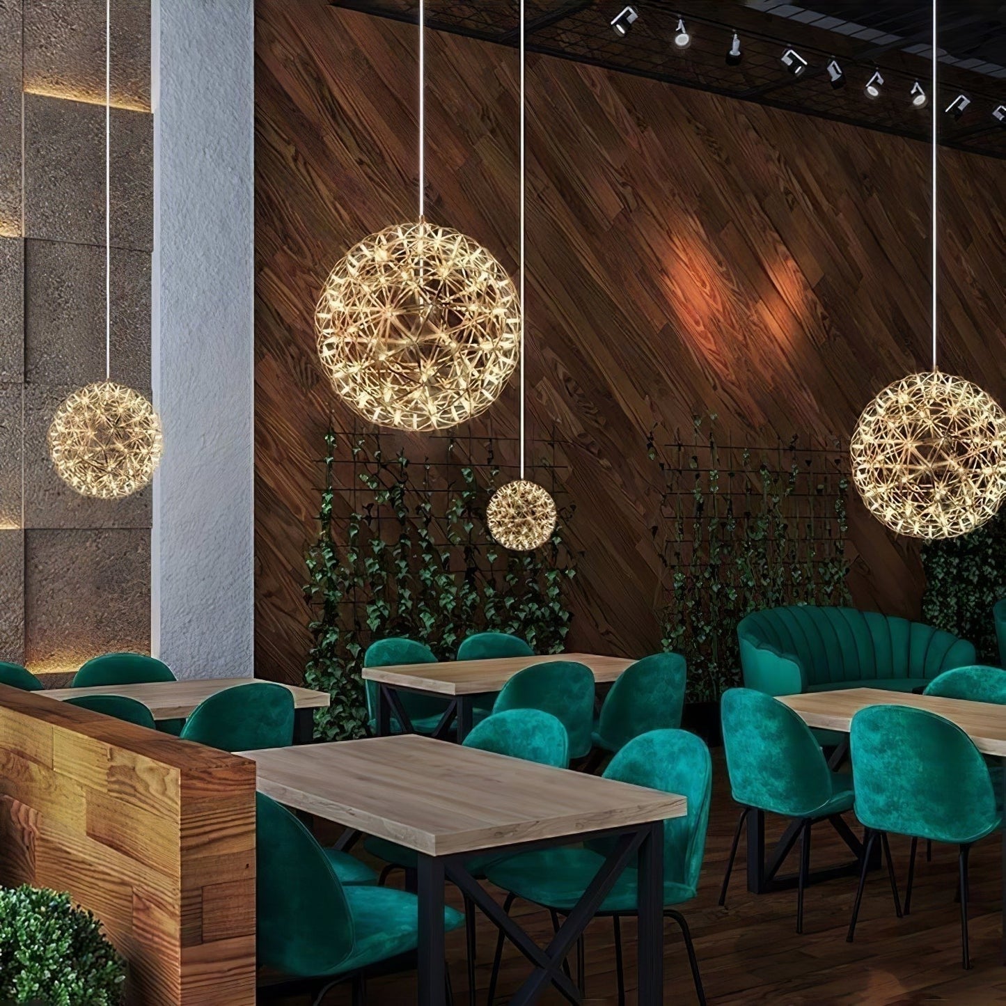 Silver Spark Sphere LED Pendant Light