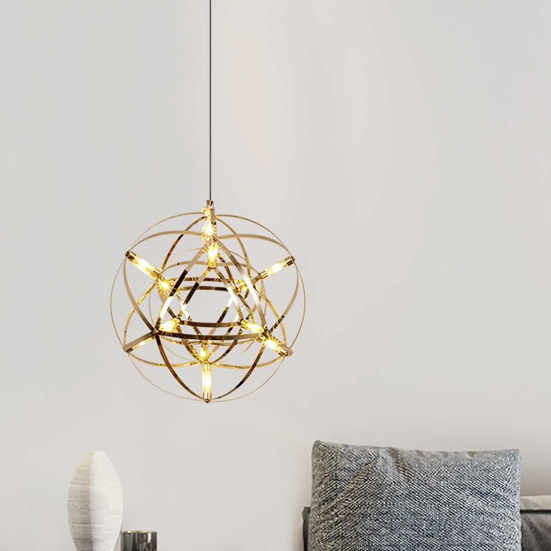 Silver Spark Sphere LED Pendant Light
