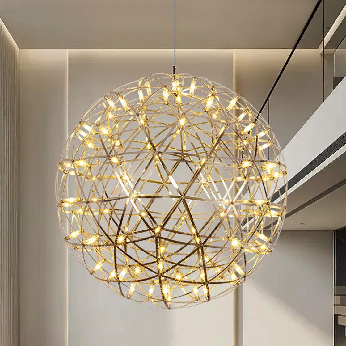 Silver Spark Sphere LED Pendant Light