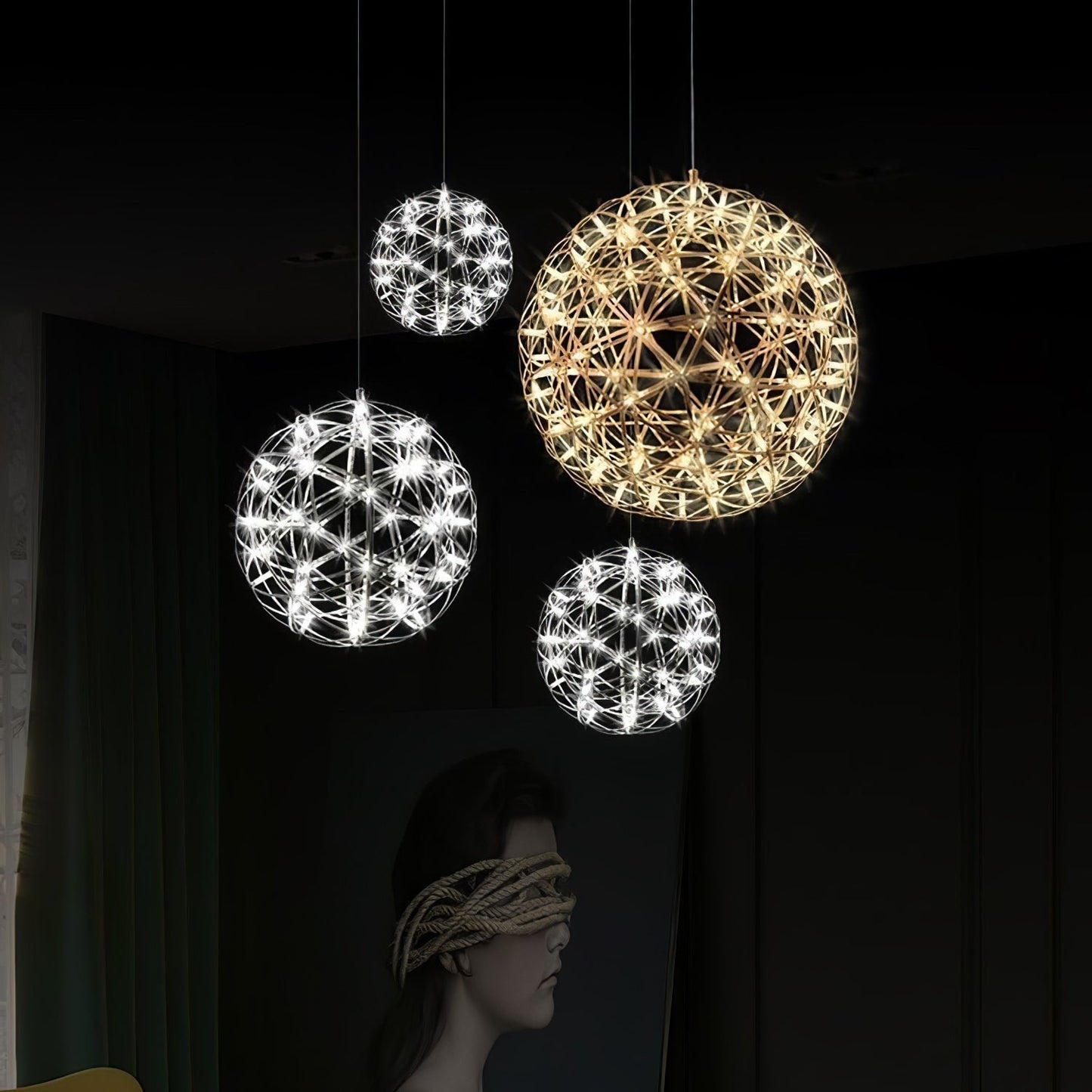 Silver Spark Sphere LED Pendant Light