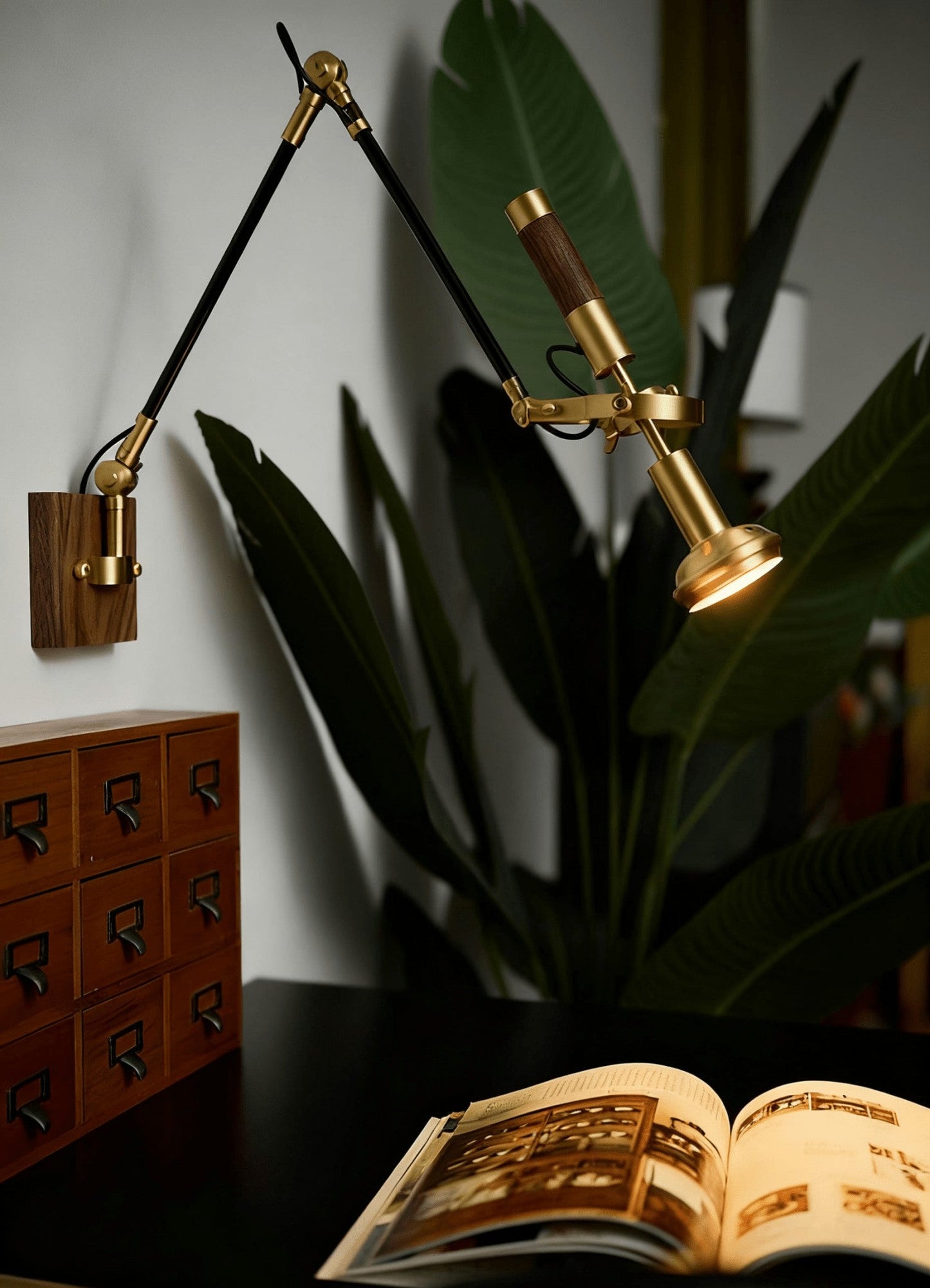 Thalia Adjustable Wood Wall Lamp