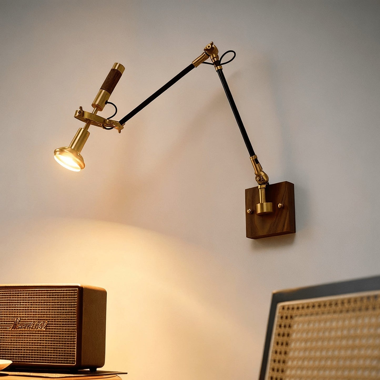 Thalia Adjustable Wood Wall Lamp