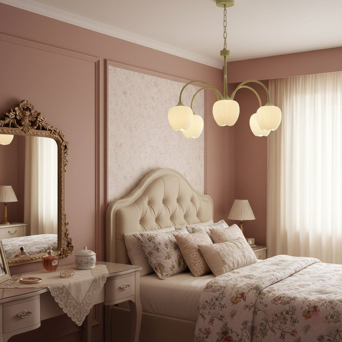 Tulip Matcha Glass Chandelier